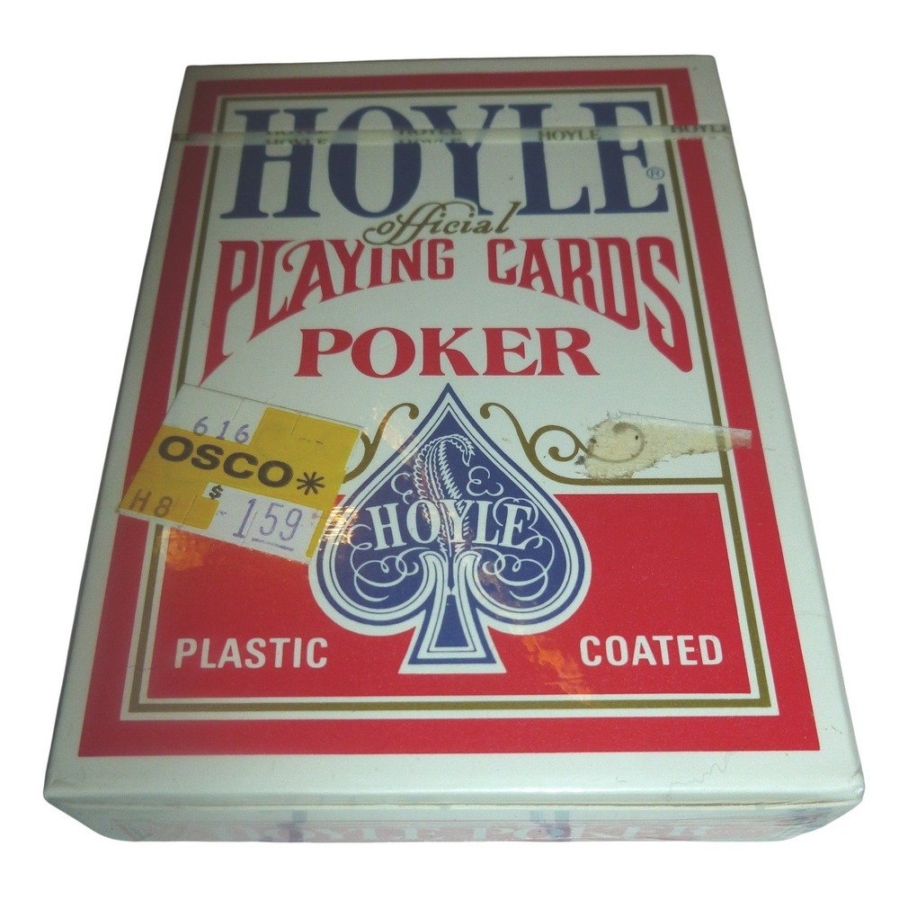 Hoyle Poker No 1201 Playing Cards Red Standard Size Plastic Coated Vintage USA